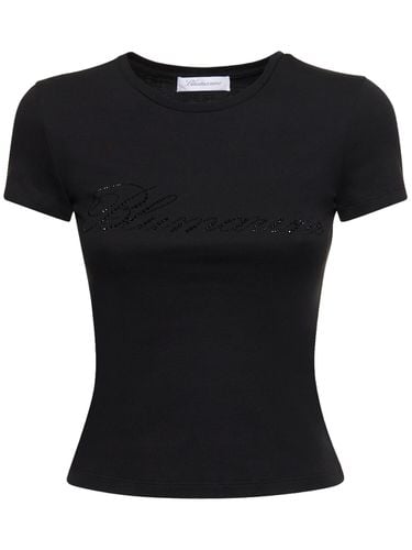 Crystal Logo Cotton Jersey T-shirt - BLUMARINE - Modalova