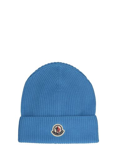 Cappello Beanie In Cotone Con Logo - MONCLER - Modalova