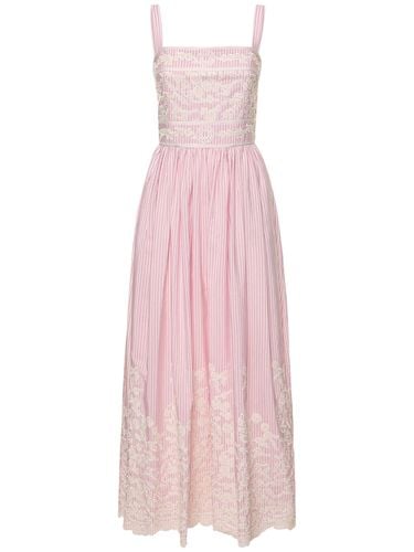 Embroidered Poplin Midi Dress - ELIE SAAB - Modalova