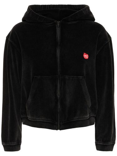 Cropped Zip Up Cotton Hoodie W/ Logo - ALEXANDER WANG - Modalova