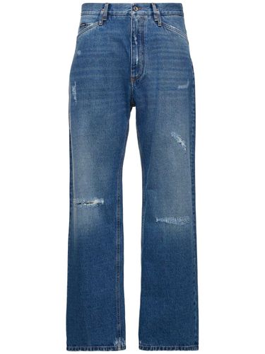 Distressed Denim Wide Jeans - DOLCE & GABBANA - Modalova