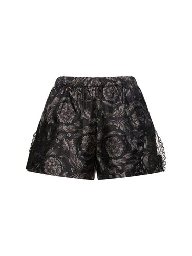 Barocco Print Silk Twill Pajama Shorts - VERSACE - Modalova