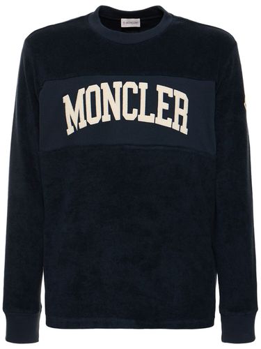 Logo Detail Cotton Crewneck Sweatshirt - MONCLER - Modalova