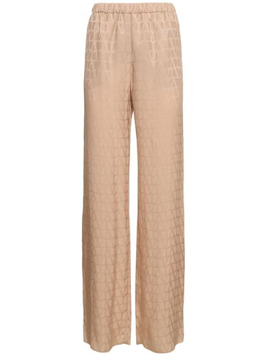 Silk Jacquard Logo Straight Pants - VALENTINO - Modalova