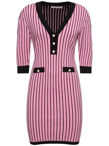 Pinstriped Knit V-neck Mini Dress - ALESSANDRA RICH - Modalova