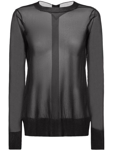 Back Button Mesh Long Sleeve Top - YOHJI YAMAMOTO - Modalova