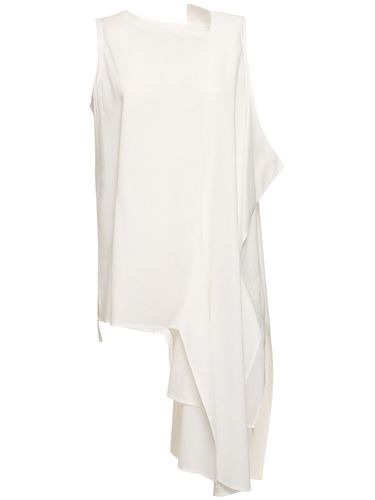 Sleeveless Asymmetric Draped Cotton Top - YOHJI YAMAMOTO - Modalova