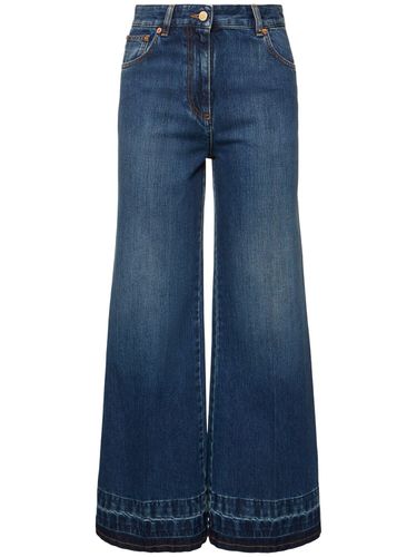 Denim High Rise Cropped Flared Jeans - VALENTINO - Modalova