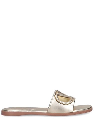 Vlogo Metallic Leather Slide Sandals - VALENTINO GARAVANI - Modalova