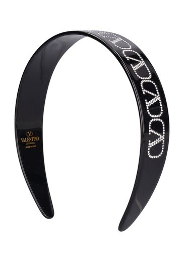 Crystal V Logo All Over Resin Headband - VALENTINO GARAVANI - Modalova