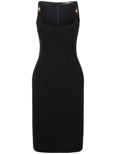 Viscose Blend Sablé Midi Corset Dress - VERSACE - Modalova