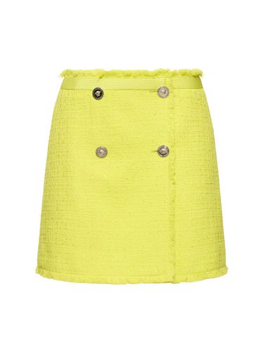 Cotton Blend Tweed Mini Wrap Skirt - VERSACE - Modalova