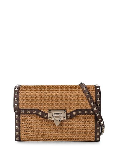 Small Rockstud Raffia Effect Bag - VALENTINO GARAVANI - Modalova