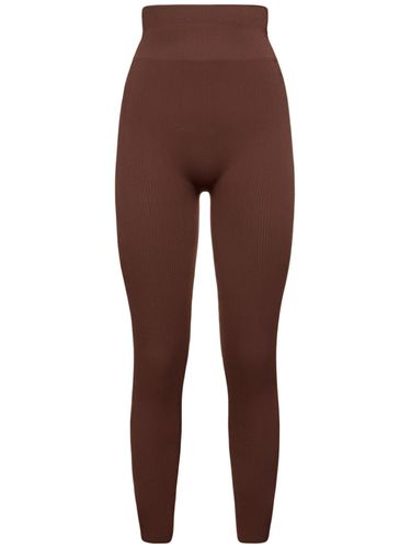 Ribbed Jersey Leggings W/ Stirrups - ANDREADAMO - Modalova