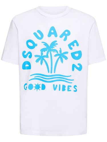 Printed Japanese Cotton Jersey T-shirt - DSQUARED2 - Modalova