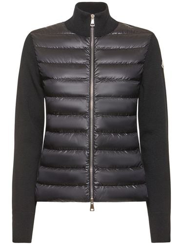 Padded Wool Zip-up Down Cardigan - MONCLER - Modalova