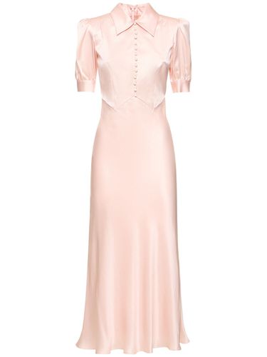 Silk Satin Short Sleeve Long Dress - ALESSANDRA RICH - Modalova