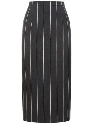 Pinstriped Light Wool Midi Skirt - ALESSANDRA RICH - Modalova