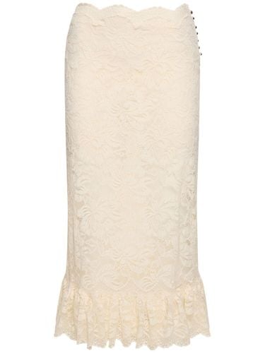 High Rise Lace Flared Midi Skirt - RABANNE - Modalova