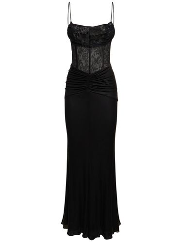 Laminated Jersey Long Dress W/ Lace - ALESSANDRA RICH - Modalova