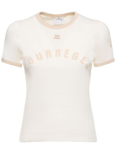 Contrast Printed Cotton T-shirt - COURREGES - Modalova