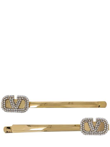 Crystal V Logo Hair Clip - VALENTINO GARAVANI - Modalova