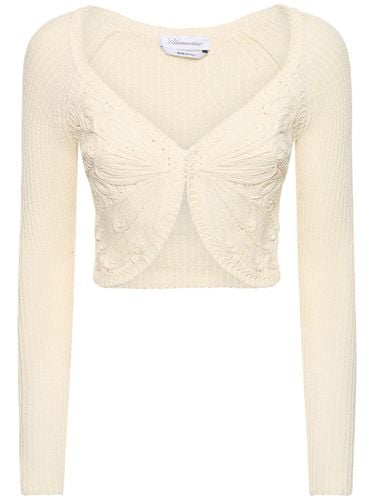 Cotton Blend Knit Crop Cardigan - BLUMARINE - Modalova