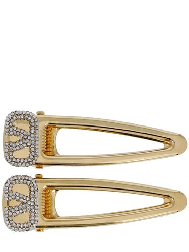 Crystal V Logo Hair Clip - VALENTINO GARAVANI - Modalova