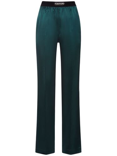 Stretch Silk Satin Straight Pants - TOM FORD - Modalova