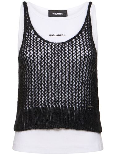 Layered Mohair Blend & Jersey Tank Top - DSQUARED2 - Modalova