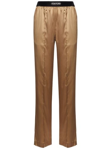 Stretch Silk Satin Straight Pants - TOM FORD - Modalova