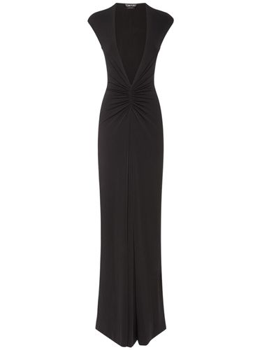 Stretch Sable Jersey Draped Long Dress - TOM FORD - Modalova