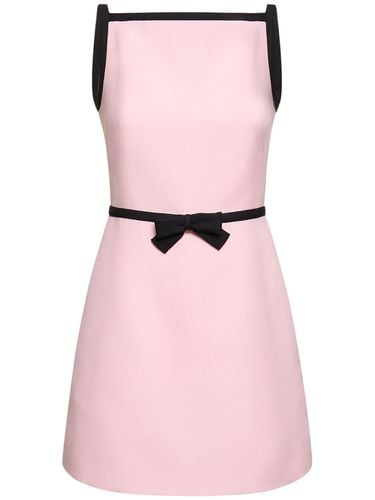 Wool & Silk Crepe Mini Dress W/bow - VALENTINO - Modalova