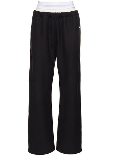 Wide Leg Cotton Sweatpants W/ Logo - ALEXANDER WANG - Modalova