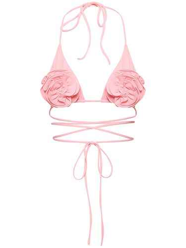 Jersey Triangle Bikini Top W/ Roses - MAGDA BUTRYM - Modalova