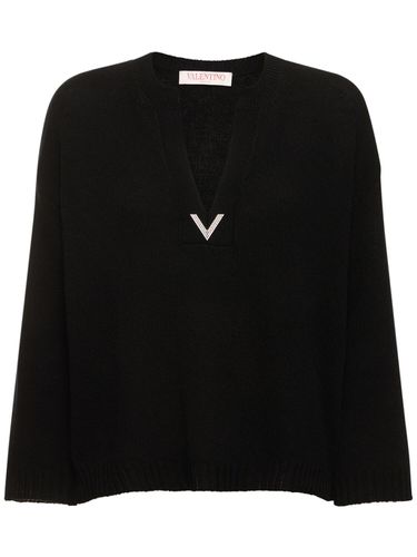 Wool Knit V-neck Sweater - VALENTINO - Modalova