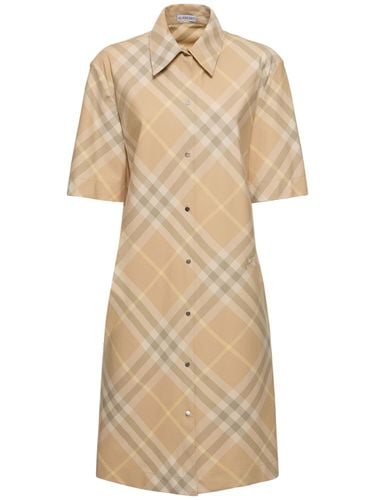 Vestido Camisero De Algodón Jersey - BURBERRY - Modalova