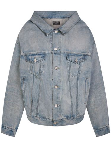 Off-shoulder Cotton Denim Jacket - BALENCIAGA - Modalova