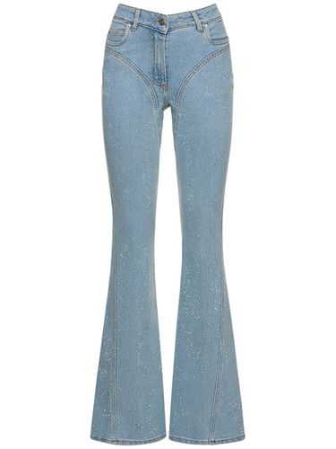 Stretch Denim Flared Pants W/crystals - MUGLER - Modalova