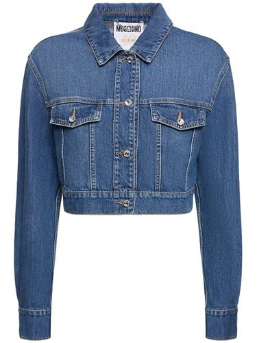 Giacca Cropped In Denim Di Cotone - MOSCHINO - Modalova