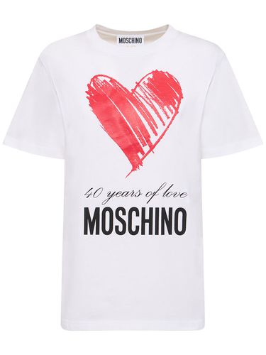 Cotton Jersey Printed Logo T-shirt - MOSCHINO - Modalova