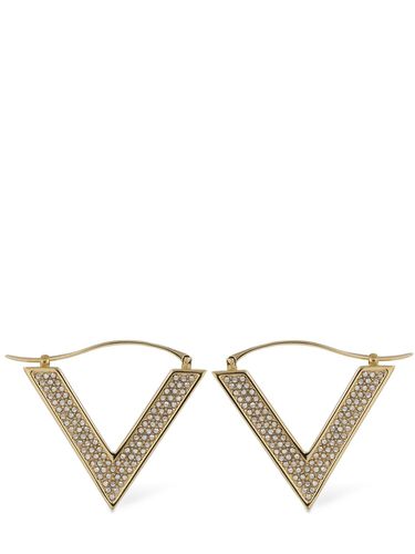 V Signature Crystal Huggie Earrings - VALENTINO GARAVANI - Modalova