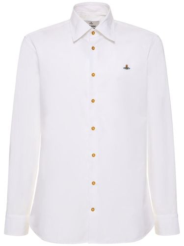 Logo Embroidery Cotton Poplin Shirt - VIVIENNE WESTWOOD - Modalova