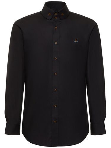 Logo Embroidery Cotton Poplin Shirt - VIVIENNE WESTWOOD - Modalova