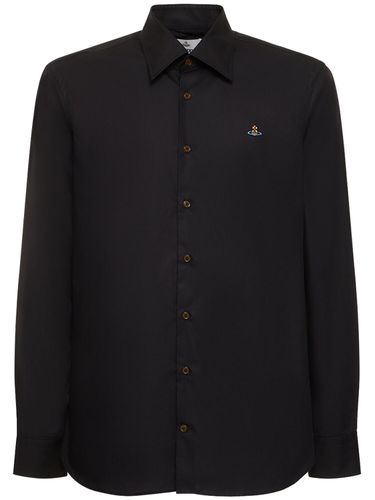 Logo Embroidery Cotton Poplin Shirt - VIVIENNE WESTWOOD - Modalova