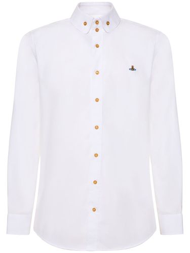 Logo Embroidery Cotton Poplin Shirt - VIVIENNE WESTWOOD - Modalova