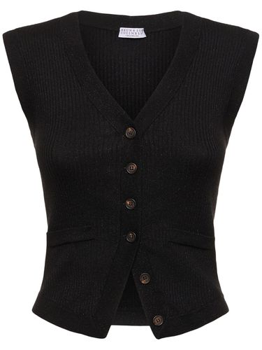 Rib Knit Cashmere Blend Vest - BRUNELLO CUCINELLI - Modalova