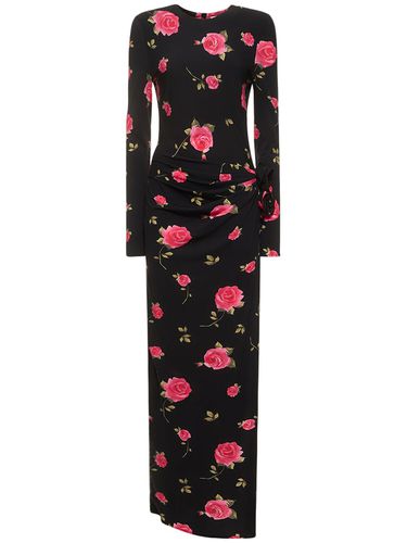 Rose Printed Draped Jersey Long Dress - MAGDA BUTRYM - Modalova