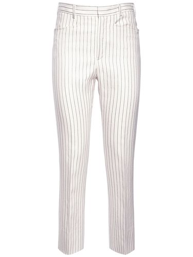 Wool & Silk Pinstriped High Rise Pants - TOM FORD - Modalova