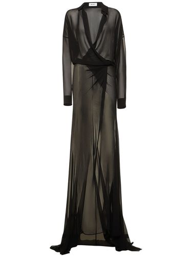 Draped Georgette Long Wrap Shirt Dress - MÔNOT - Modalova